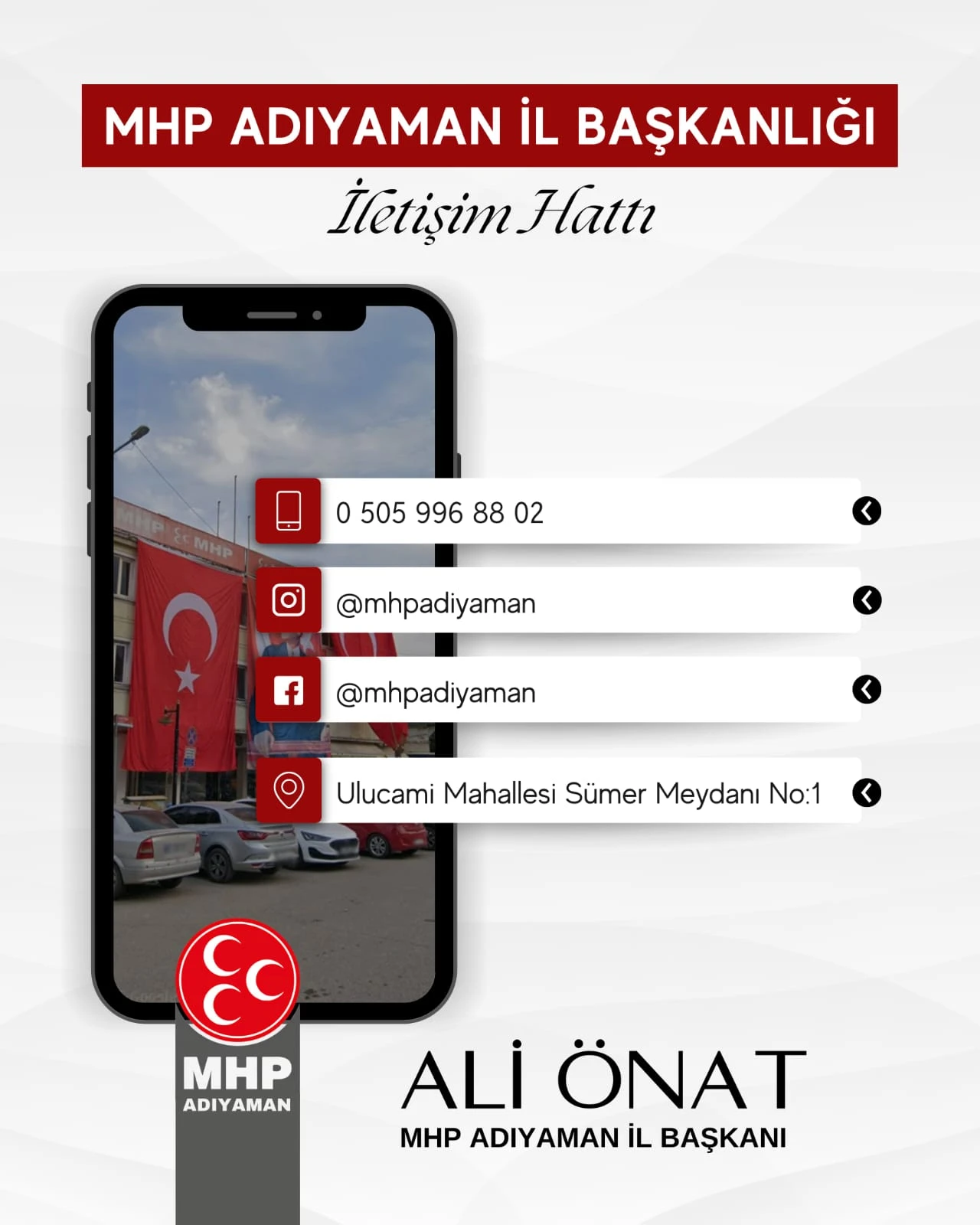 MHP Adıyaman’da Yükselişte: İl Başkanı Ali Önat’tan “Terörsüz Türkiye” Vurgusu